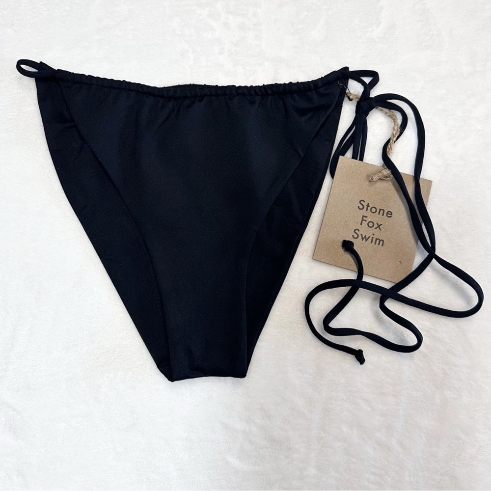 Free People + Stone Fox Swim River Bikini Bottom Sz XL Black Bikini Revolve NWT